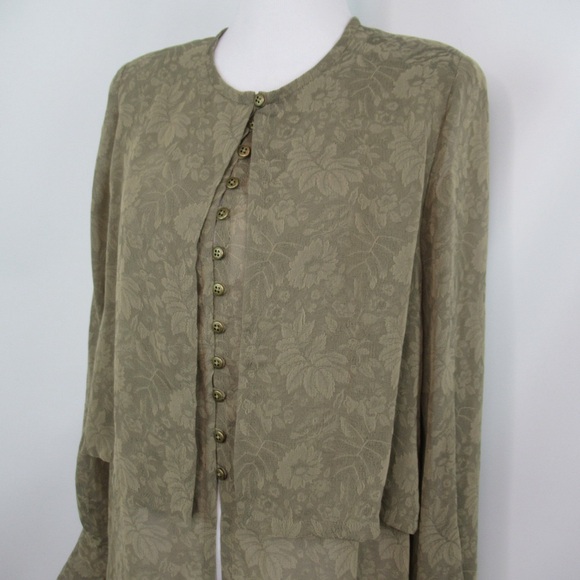 FRANCESS RITA Vintage Sheer Layered Floral Button Front Blouse Tunic Size 10 - Picture 2 of 13